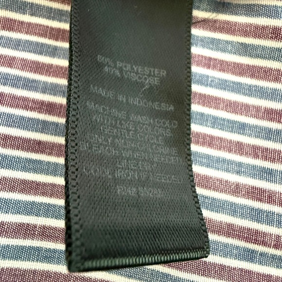 Express Women's Striped Blue Brown Button Top Size M Classic Timeless Preppy - Picture 5 of 5